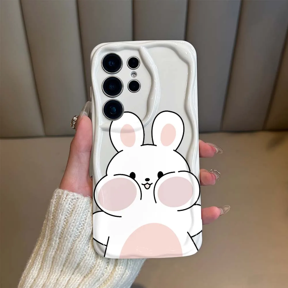 Fun Rabbit Pattern Phone Case For Samsung Galaxy S26 S25 S24 S23 S22 S21 S20 Ultra Plus FE 5G Soft Wave Oil Cover