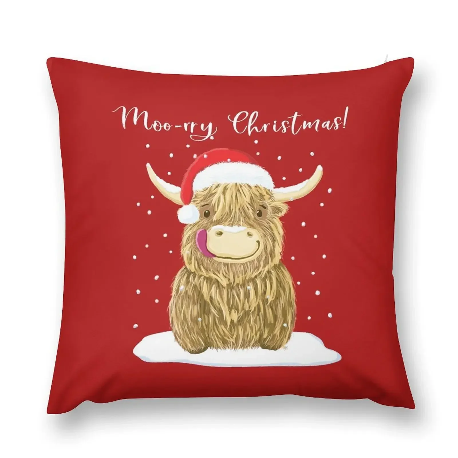 Scottish Highland Cow, Moo-rry Christmas Wee Hamish Throw Pillow Sitting Cushion Cushion Cover For Sofa pillow