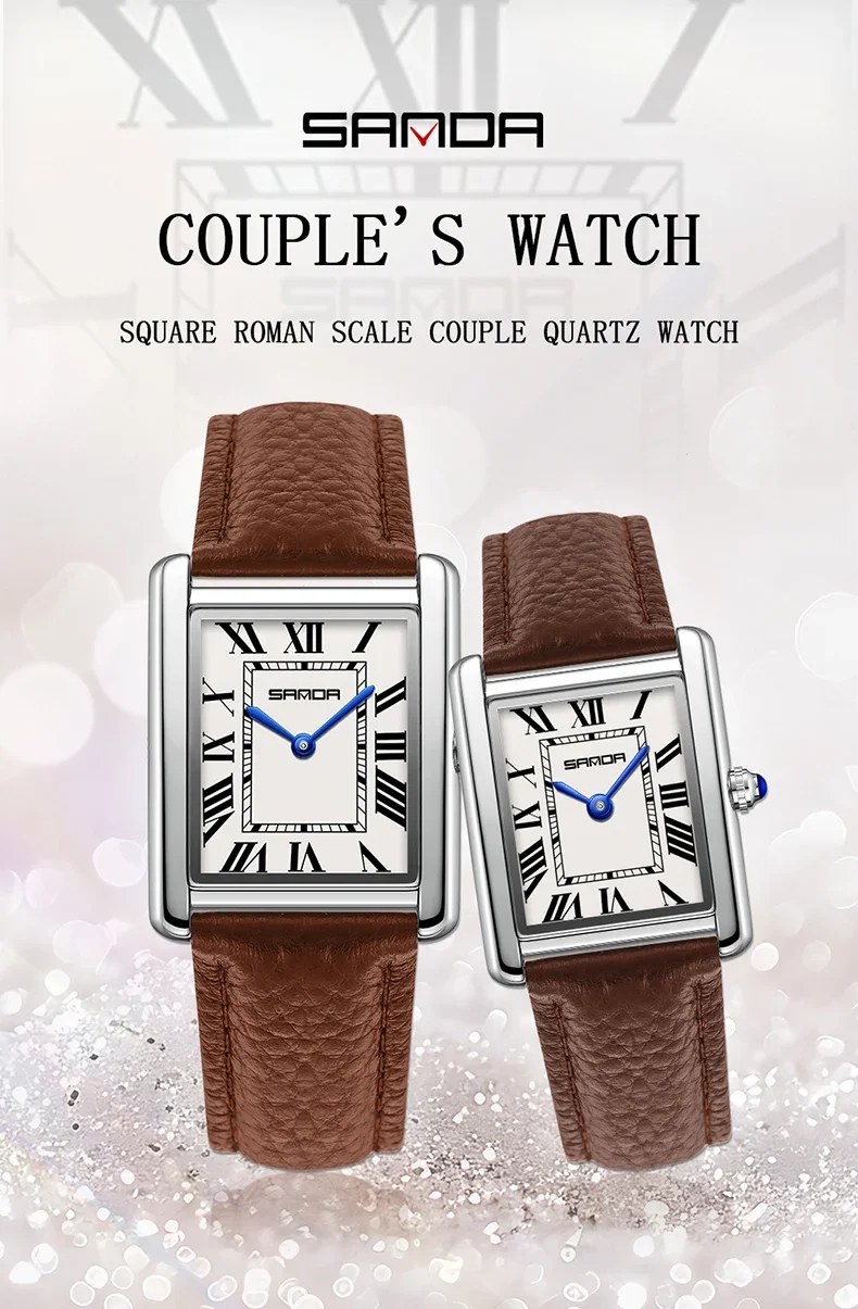 SANDA زوجين تانك الساعات ارتداء مقاومة حزام من الجلد الفاخرة ساحة الهاتفي 30 متر مقاوم للماء الرياضة عادية النساء الرجال ساعات كوارتز
