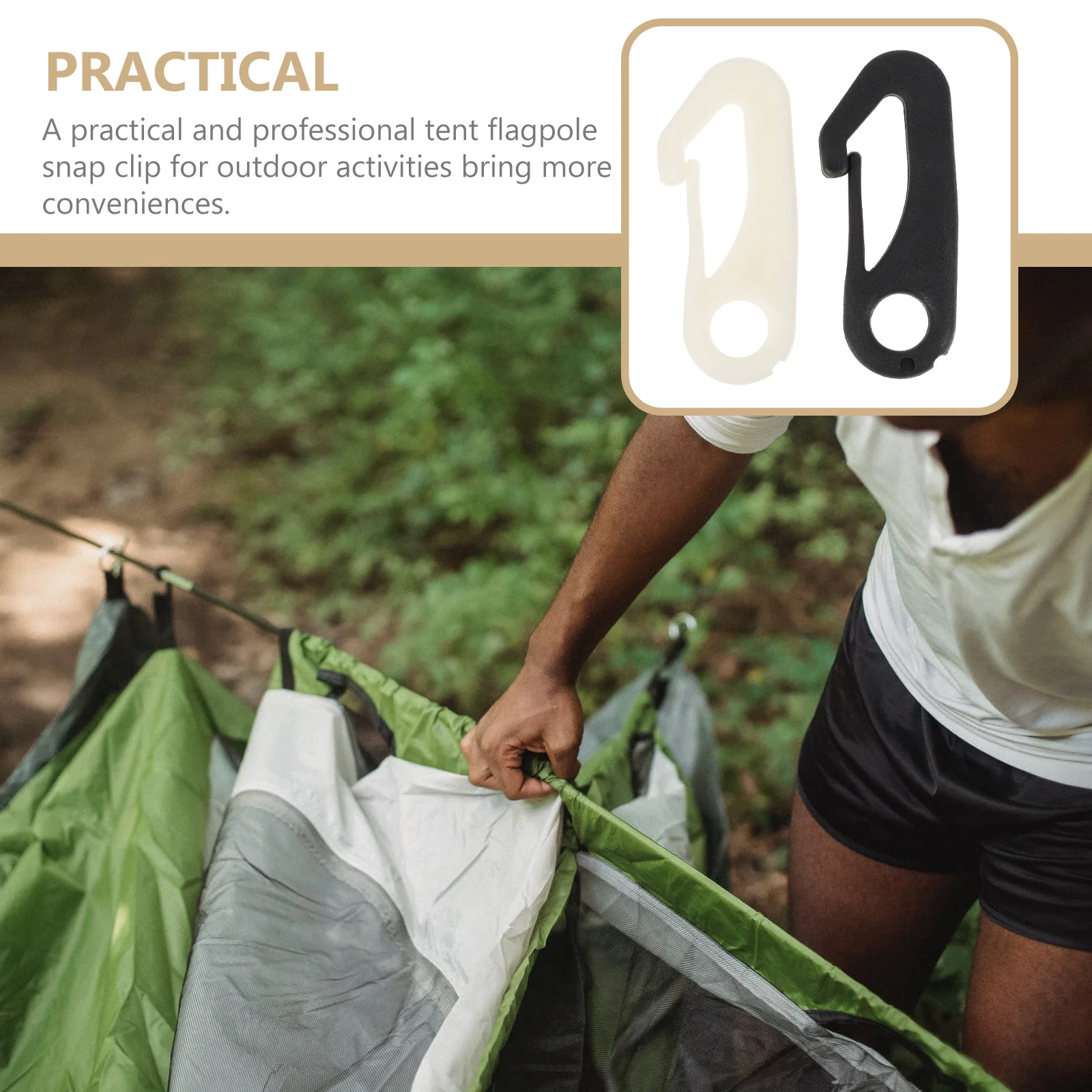 

50Pcs Heavy Duty Tent Snap Hooks Plastic Flagpole Clip Fasteners Water Resistant Quiet Closure Outdoor Gear Hardware