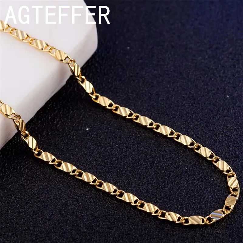 

Exquisite Fashion 925 Silver 18K Gold Filled Necklace For Women Men Size 16-30 Inch Jewelry Chain Wholesale