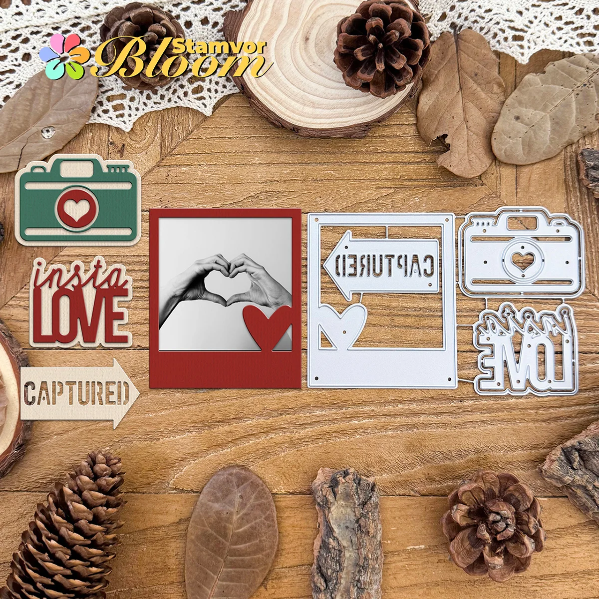Original Retro Valentinstag Kamera Polaroid Piture Rahmen Titel Metall Stanzformen Scrapbooking Dekorative Prägung
