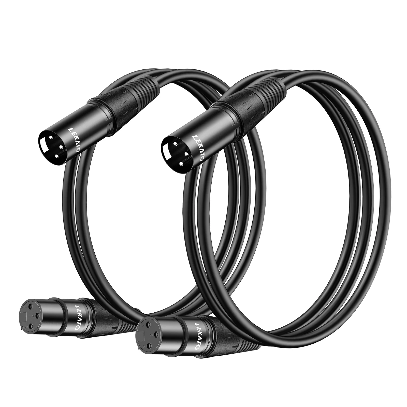 Studio Xlr Cable 2-Pack (3Ft) Balanced 3-Pin Pure Copper Wiring - Low-Noise for Mics, Mixers & Studio Monitors