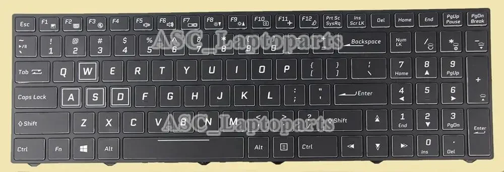 New US English QWERTY Keyboard For Clevo Sager NP6873 NP7850 NP7851 NP7870 , Full Colorful BACKLIT, Black Frame Black