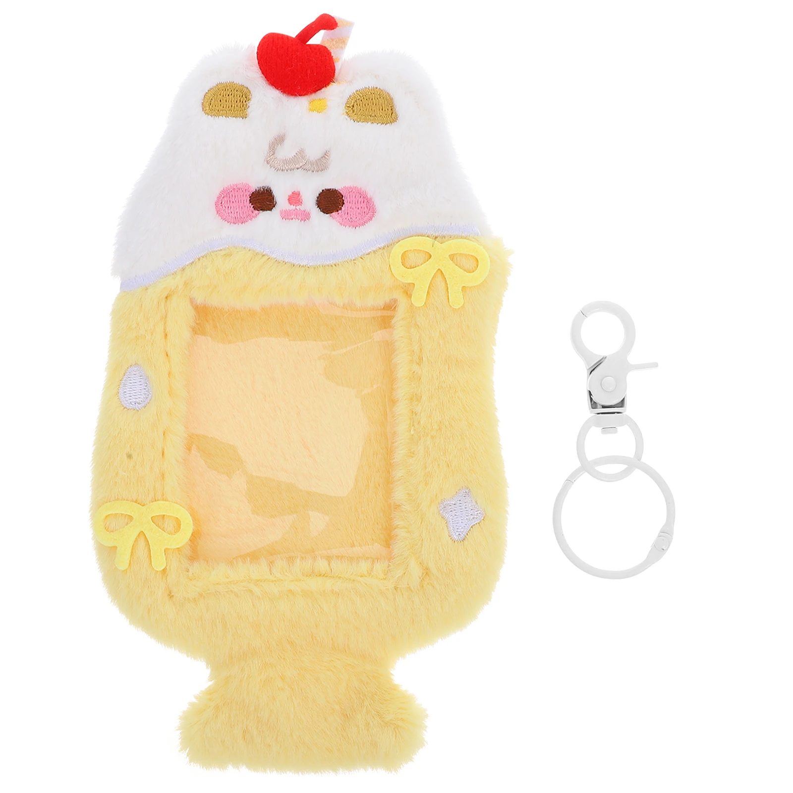 

Cartoon Keychain Id Holder Photocard Sleeve Kpop Badge Cover Yellow Cute Card Storage Accessory Transparent Window