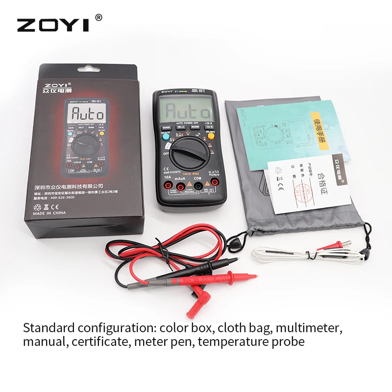 Imagem -06 - Multímetro Digital sem Fio True Rms Manual Auto Ranging 6000 Contagens Dmm Capacitância de Tensão Temp Amp Ohm Diodo Zt-300ab Zoyi-zt300ab