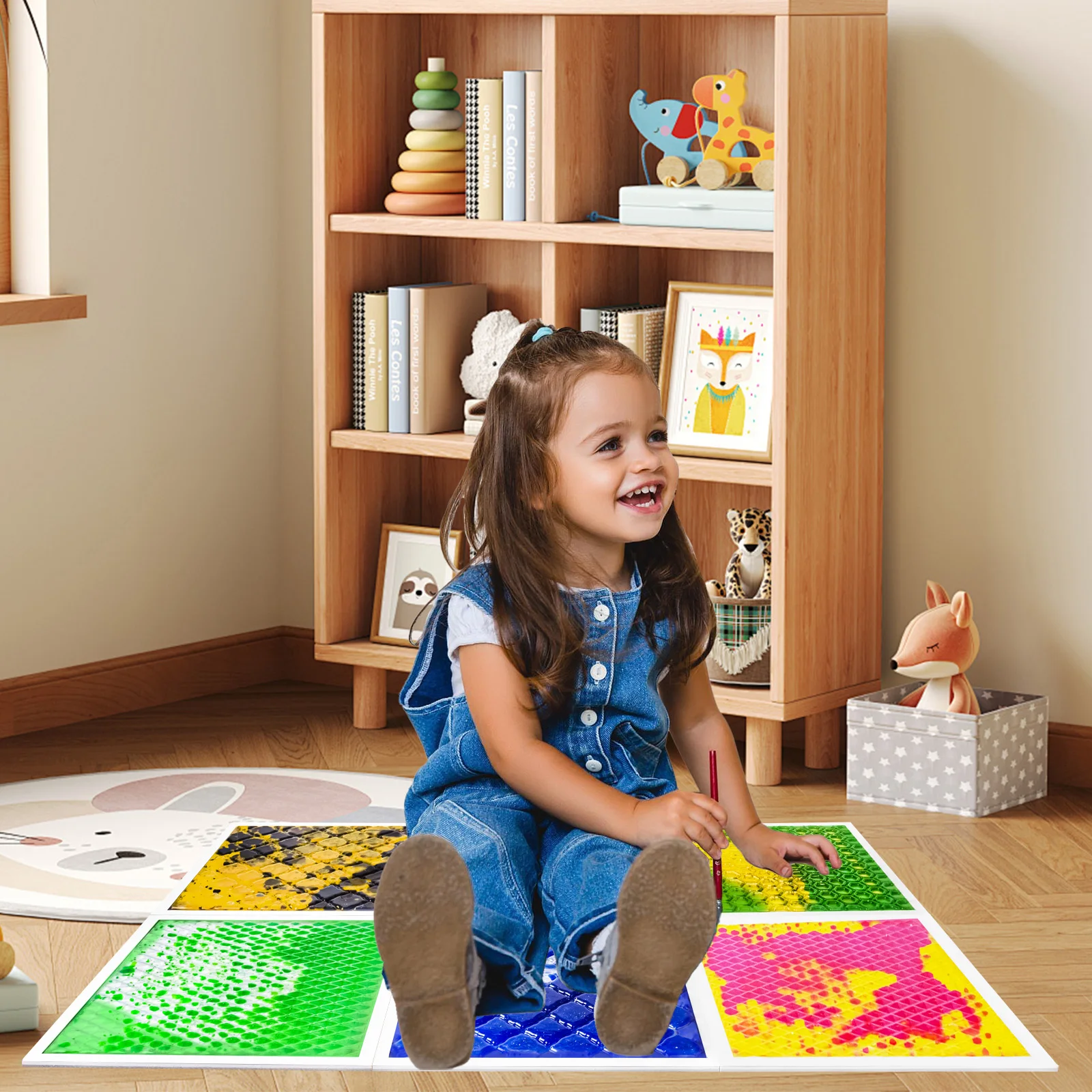 

Autism Sensory Floor Mat for Kids - Texture Sensory Mat with Sequin Fabric for Autistic Children in Sensory Spaces