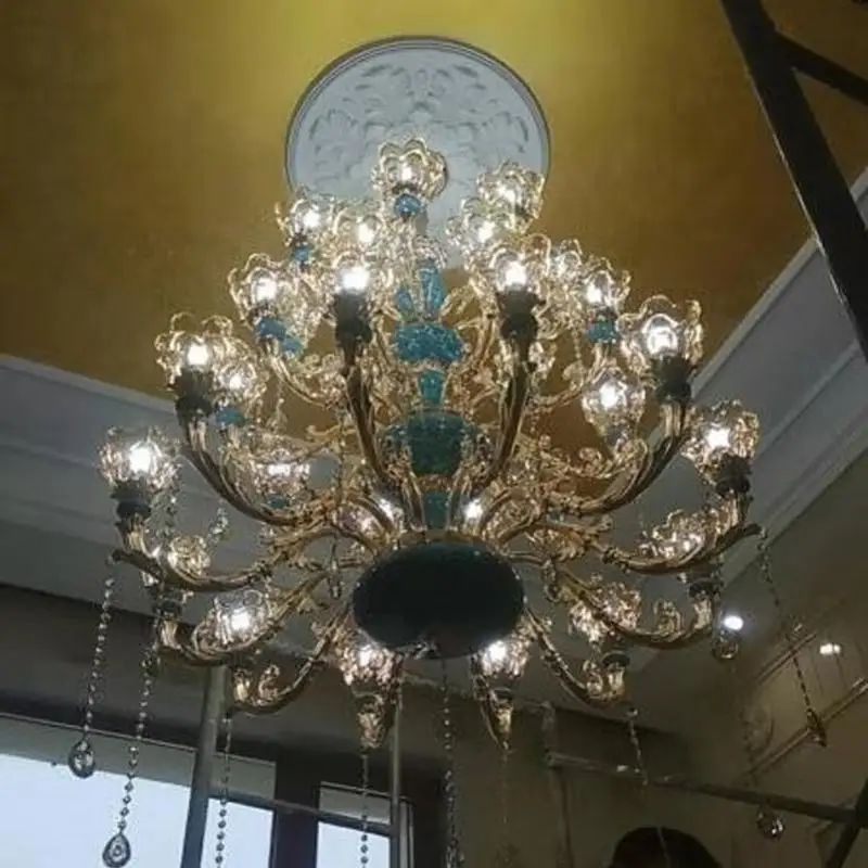 Grand church Crystal Pendant Chandelier led Lustre De Cristal Foyer Baroque Ceramic lamp hotel project glass chandelier Lighting