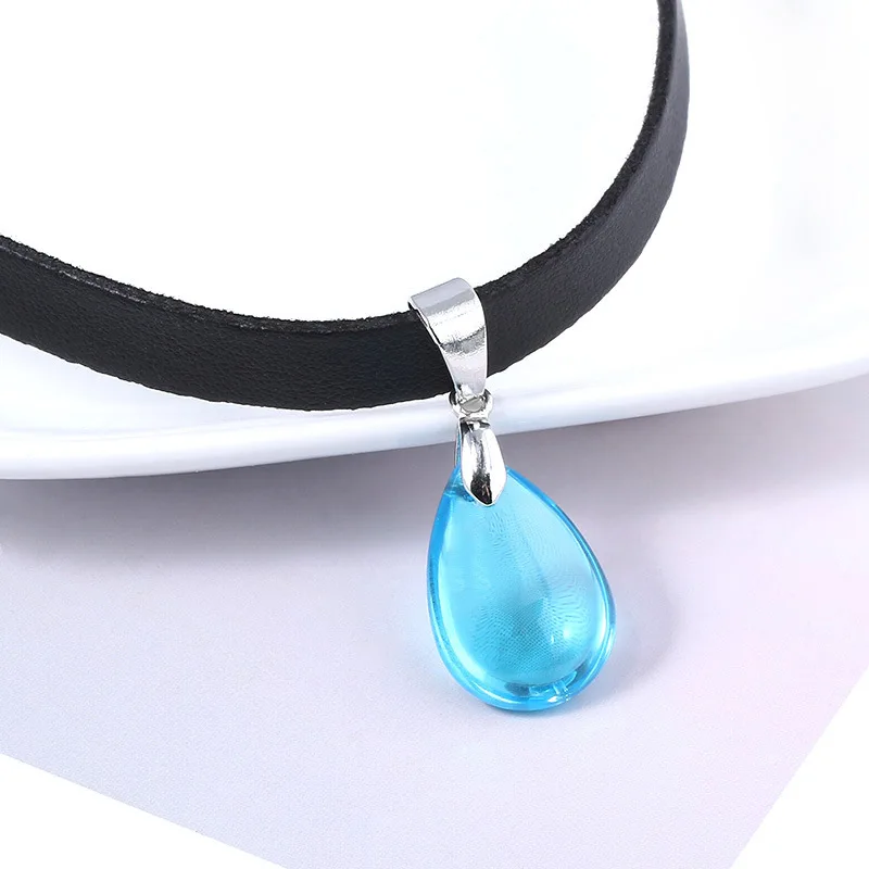 Amano Haruna Popular Anime Peripheral Necklace Anime Character Same Style Sky Blue Water Drop Pendant Cosplay Costumes DIY Props