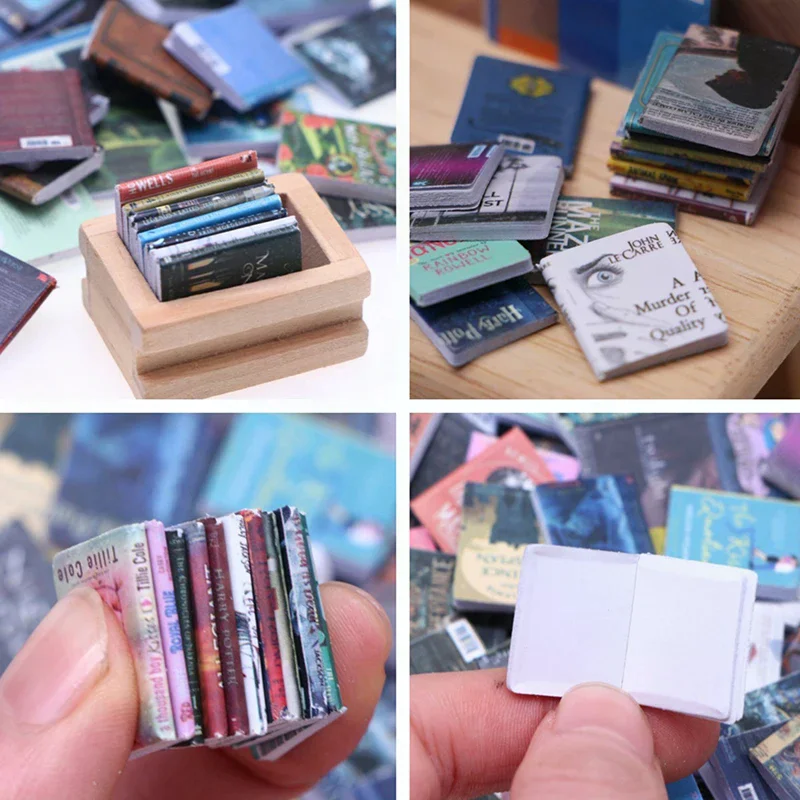 /GJ/Mini Magazine Book Novel Model For 1:12 Dollhouse Accessories Study Decoration Miniature Items Holiday Gifts 10Pcs