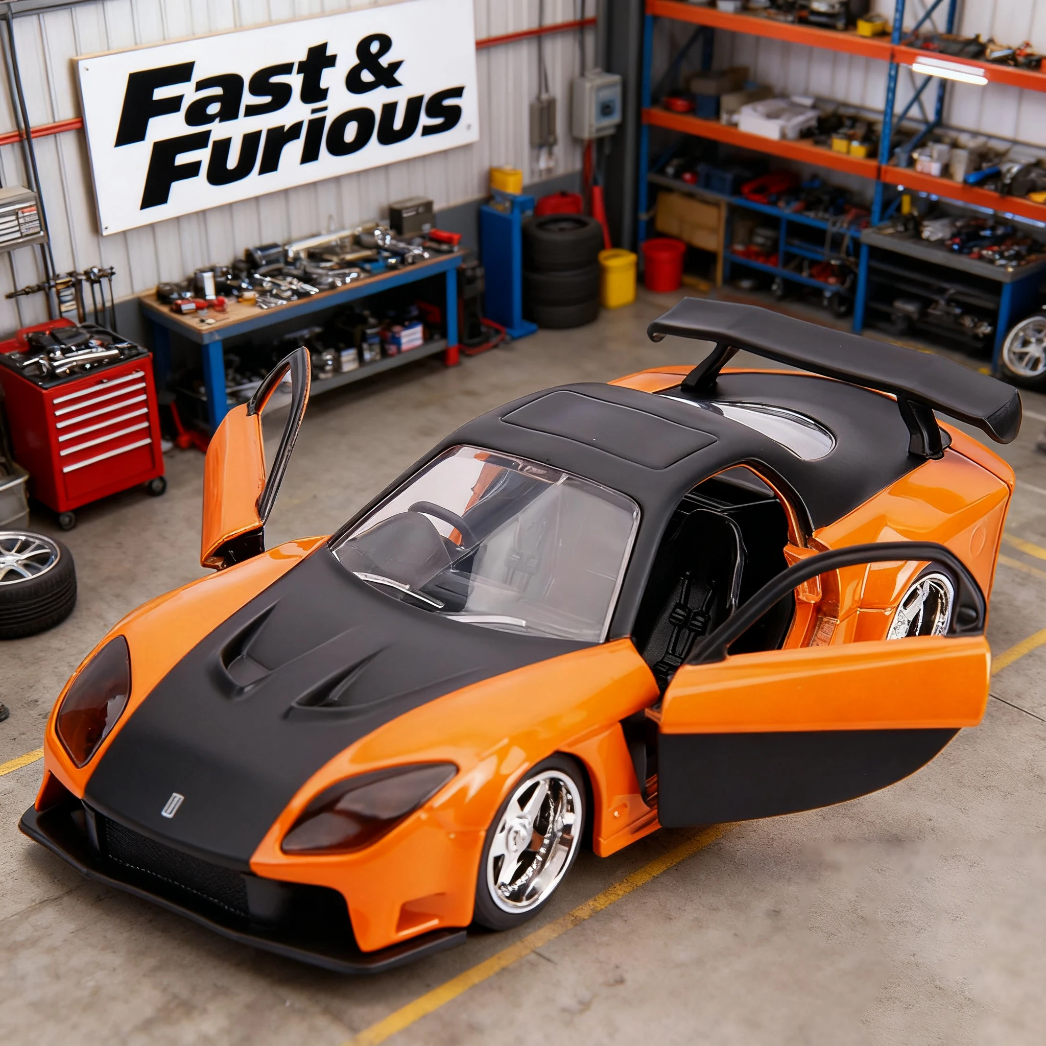 

JADA 1:32 Fast & Furious Han's Mazda RX7 Легкосплавный автомобиль Литье под давлением и игрушечный транспорт Модель автомобиля Миниатюрная масштабная модель автомобиля для детей