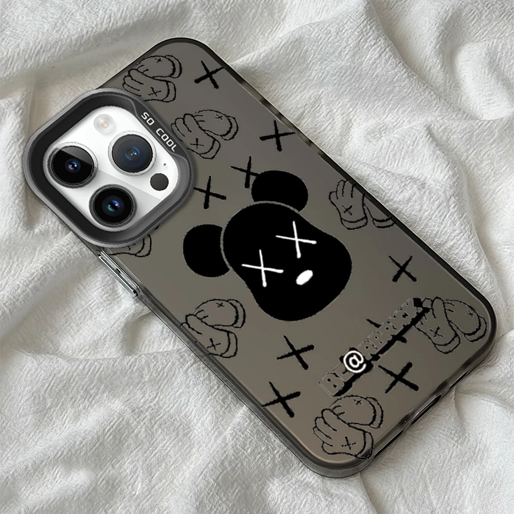 Cartoon K-Kaws IMD Phone Case for iPhone 11 13 14 12 15 16 Max Pro Plus Laser Cover