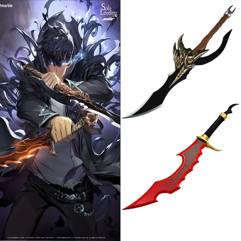 

2025Solo Leveling Katana Wooden Sword Anime Cosplay Prop Handmade Replica 52cm 58cm Roleplay Weapon Halloween Costume Accessory