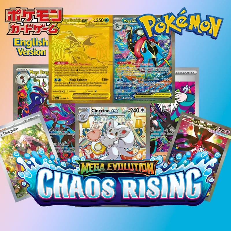 Diy Pokemon English Ninja Spinner Cards M4 Series Cri Mega Greninja Ex 114  120/086 Mega Dragalge Ex Cinccino Mega Floette Card - AliExpress 26