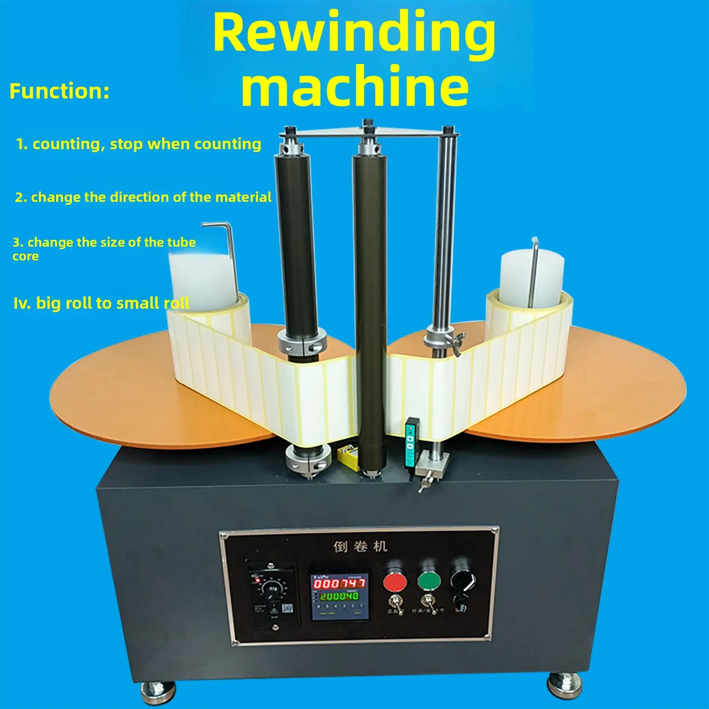 Automatic label printing machine rewinding machine meter counting barcode film feeder