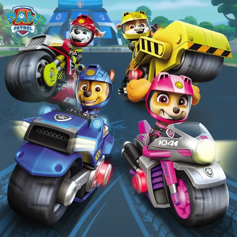 Oryginalne zabawki motocyklowe Paw Patrol Pull-Back Figurki akcji Paw Patrol Zestaw pojazdów ratunkowych dla dzieci Zabawka dla dzieci Prezent