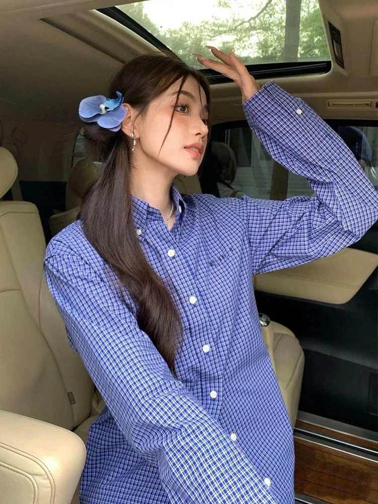 ملابس خارجية فضفاضة غير رسمية منقوشة irt Jaet للسيدات Miu Sle مطرزة بحروف مقلوبة وياقة مقلوبة ملابس خارجية مريحة من القطن طويلة Sve #2