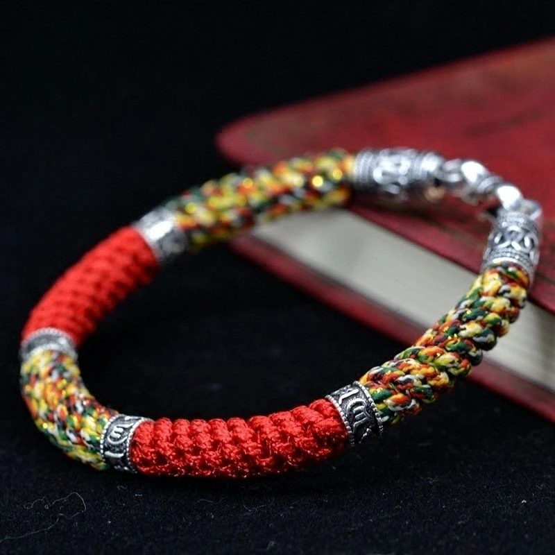 Year of Birth Colorful Braided Rope Jiu Cheng Carya Dorje Knot Blessing Six Words Mantra Matching Red Rope Bracelet Ornament