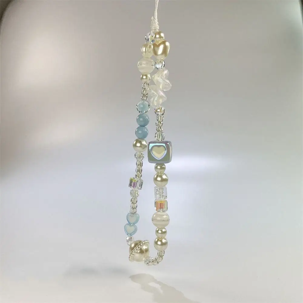 

Y2K Silver Cell Phone Strap Clear Star Sweet Girl Phone Lanyard Pendant Anti-Lost Beads Phone Chain Bracelet Keychain