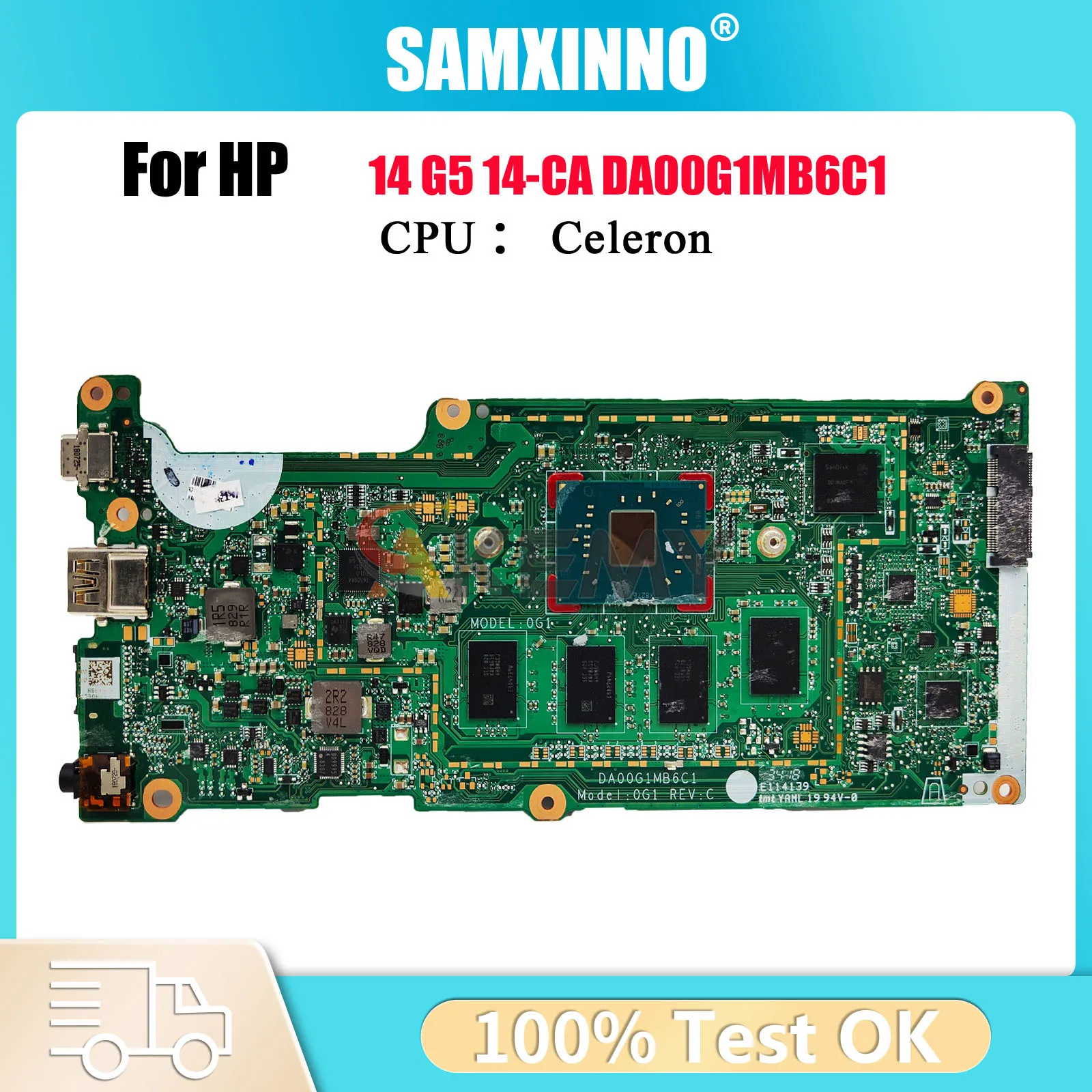 

DA00G1MB6C1 Laptop Motherboard For HP Chromebook 14 G5 14-CA With N3350 CPU 4GB RAM L14340-001 L14343-001 100% Fully Tested