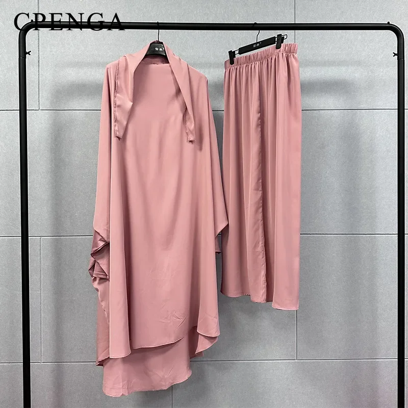 Jilbab 2 Stück Sets muslimische Frauen Hijab Kleid Gebet Kleidungs stück Abaya lange Khimar Ramadan Eid einfache Abayas islamische Kleidung Robe