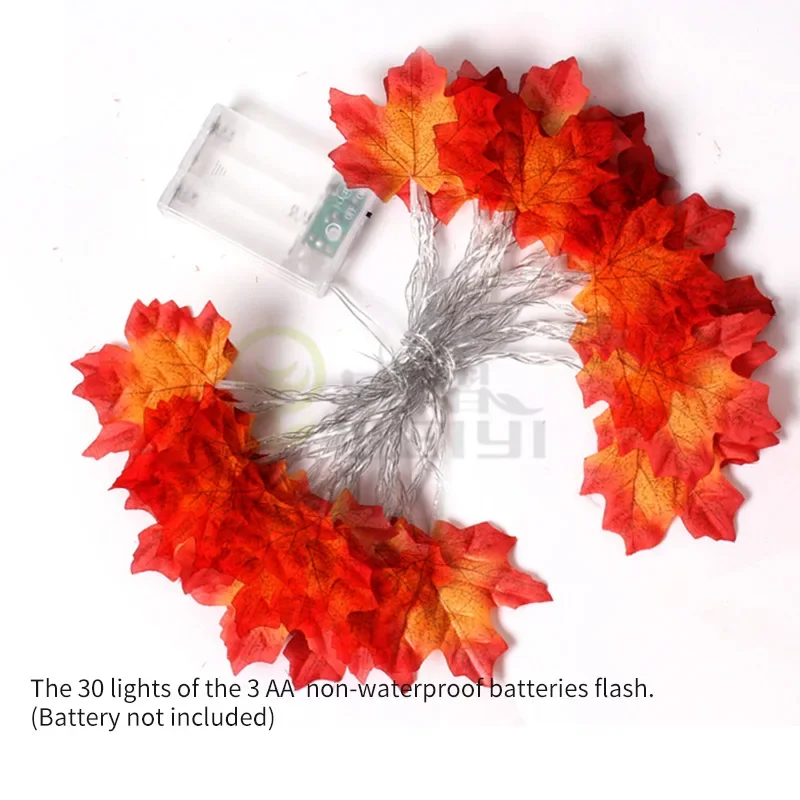 2021 High Quality Maple Leaf Battery String Lights For Holiday Party Decoration