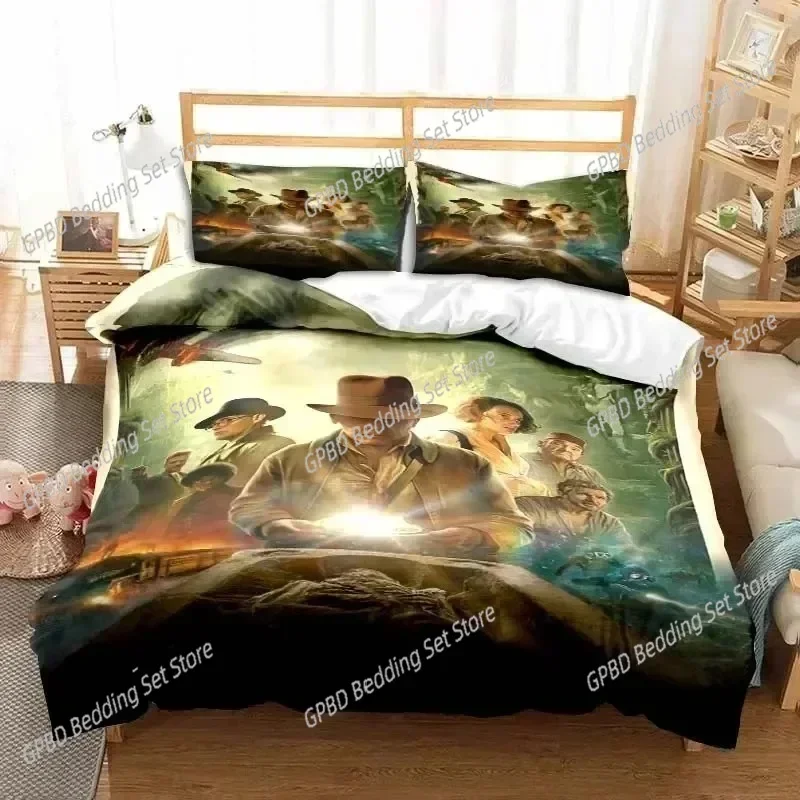 3D Indiana Jones The Dial of Destiny Stylish Bedding Set Bedroom Soft Modern Bedspreads Comefortable Duvet Cover Pillowcase