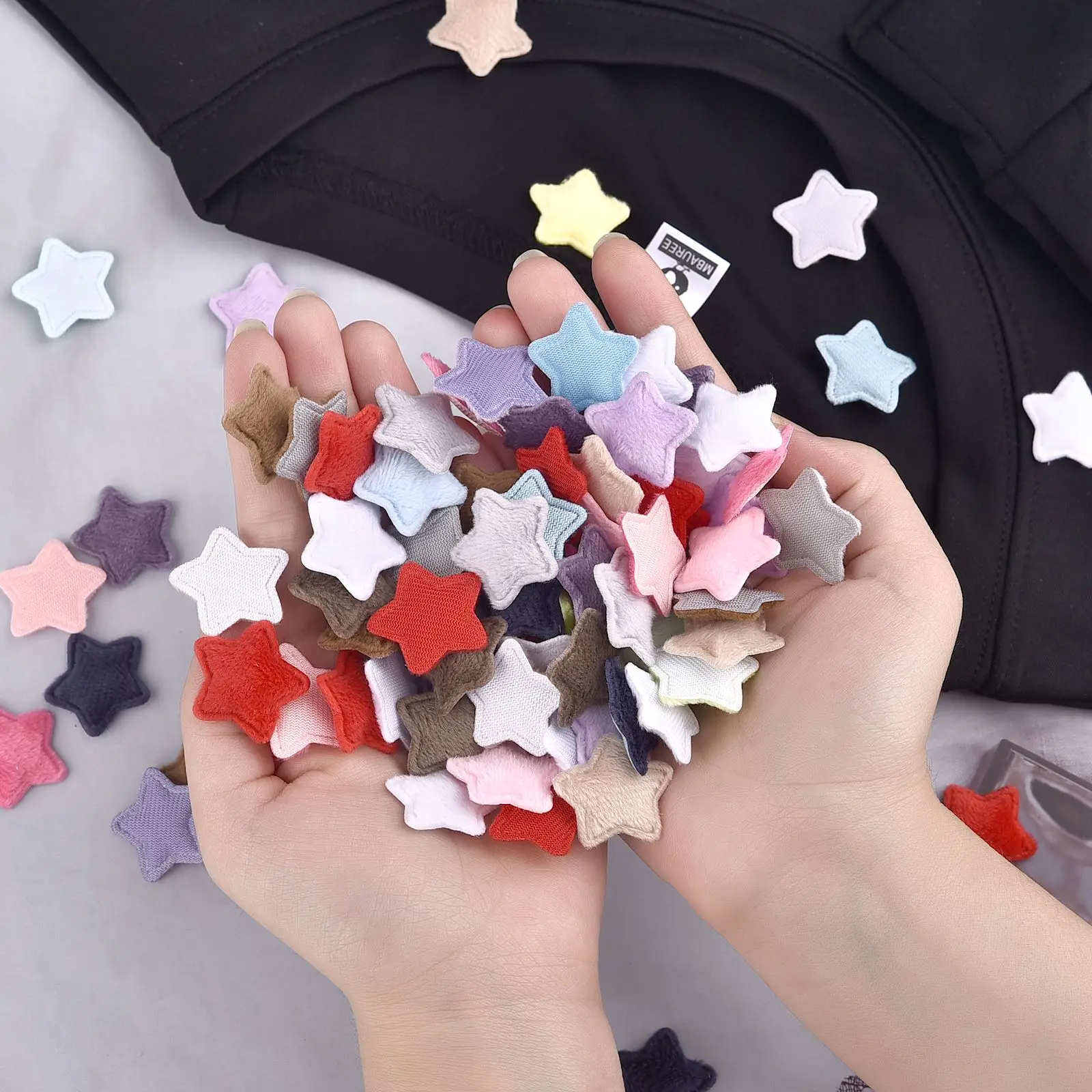 50Pcs/Pack 25mm Padded Plush Star Patches DIY Hairpin Garment Repair Patches Applique Handmade Patchwork Sewing Accessories