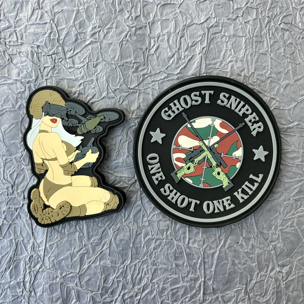 Sexy Girl Military Patch on Clothes GHOST SNIPER Morale Badge Tactical Equipment Hook and Loop Patches Backpack Emblem