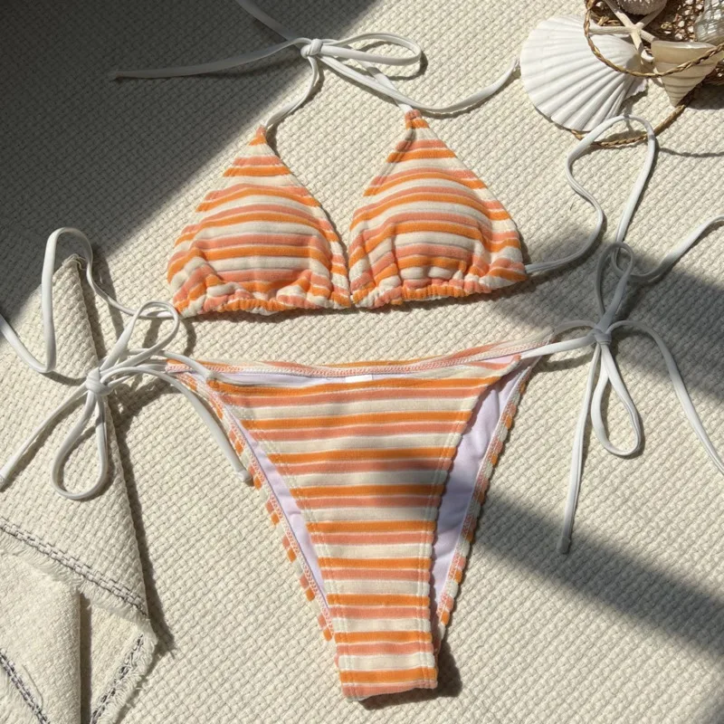 Bikinis sexis a rayas, trajes de baño para mujer, traje de baño Push Up para mujer, ropa de baño para playa, trajes de baño, conjunto de Bikini brasileño, bañista para piscina