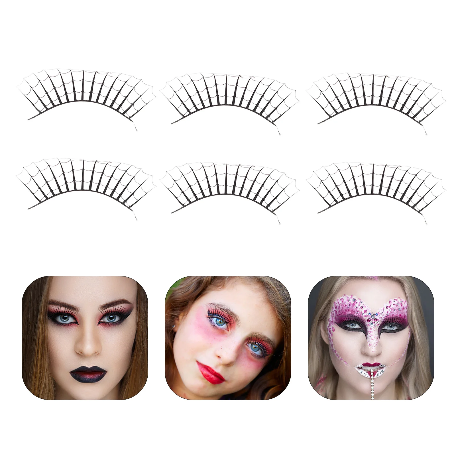 

7Pairs Halloween False Eyelashes Dense Exaggerated Cluster Dramatic Cosplay Stage Makeup Party Masquerade Women Accessory
