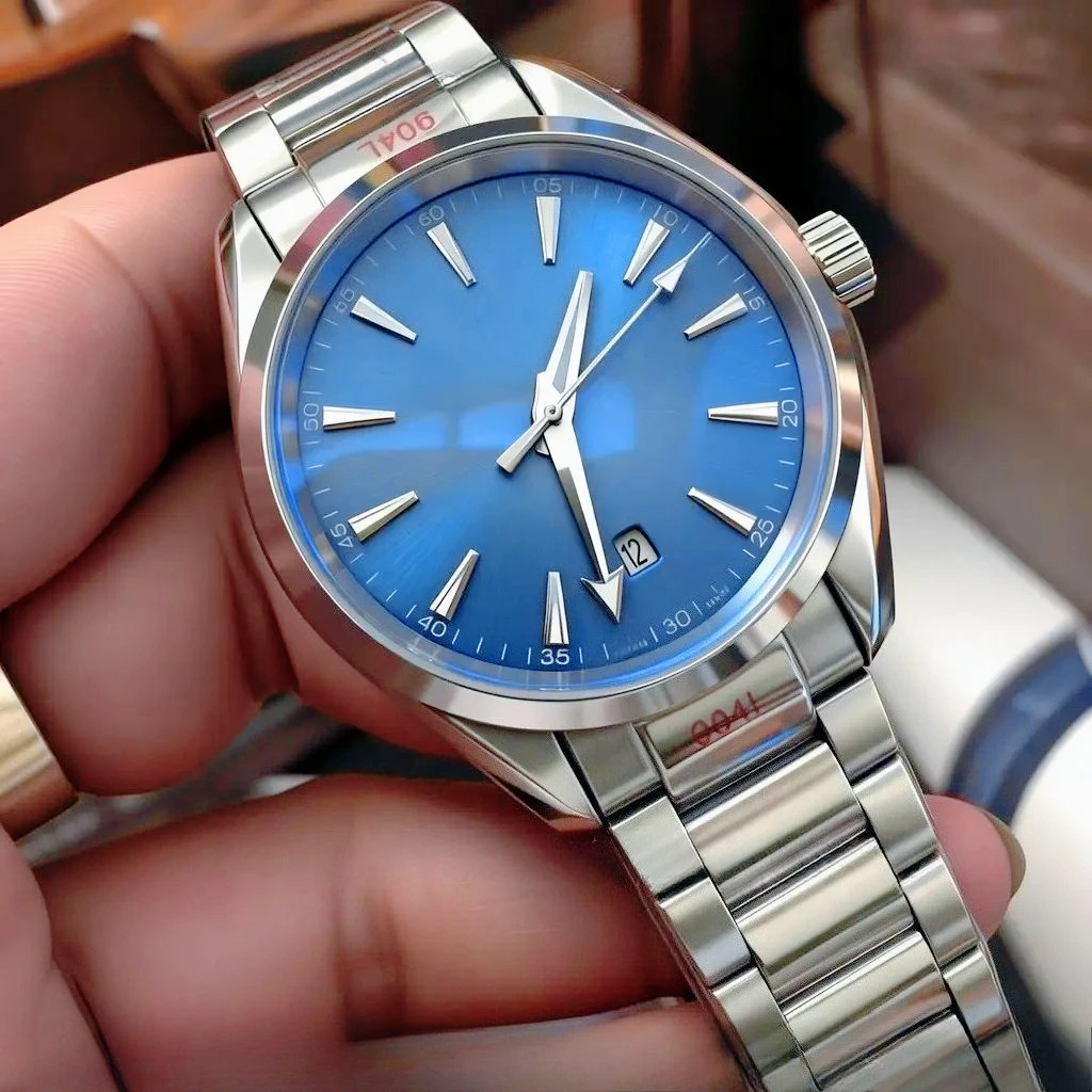 Customized Luxury Men Automatic Mechanical Movement Black Blue Leather Strap Luminous Waterproof Sapphire Glass Stainless Steel - view 5