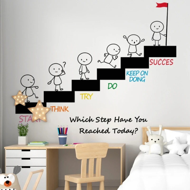  PVC Inspirational Wall Sticker Motivational Quote Adhesive Decal For Workspaces School Classroom Decors Easy Application