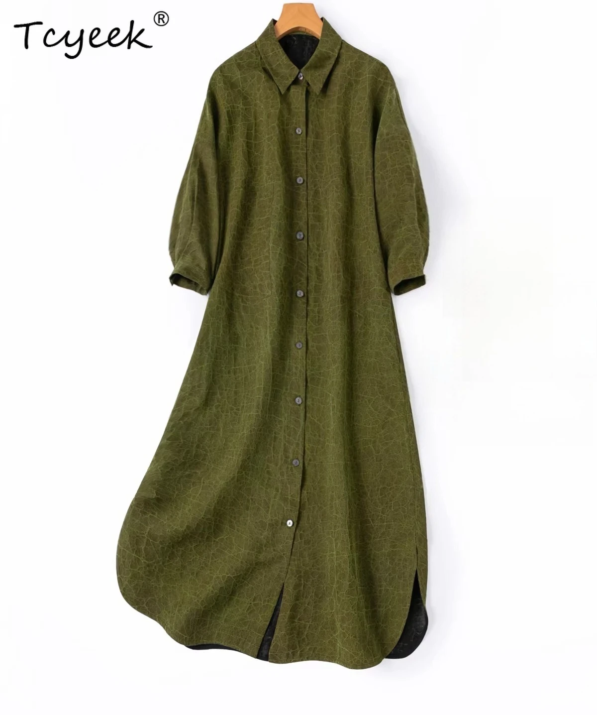 

Tcyeek 100% Натуральное Шелковое Длинное Платье из Тутового Шелкопряда для Женщин, Новинка 2026, Модная Женская Одежда, Летние Платья, Рубашка-платье, Женское Платье