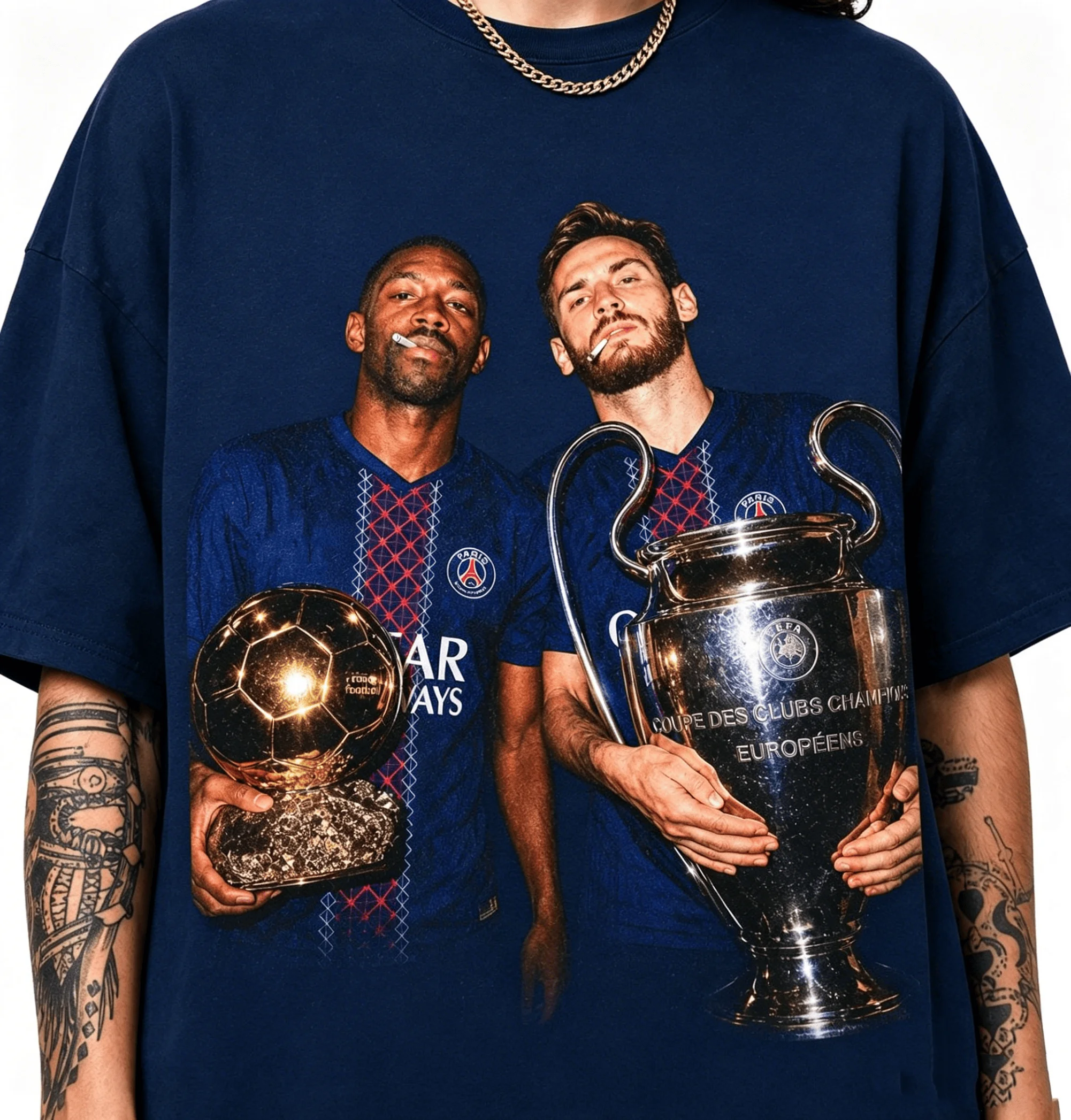 Camiseta PSG Champions Trophy Paris Soccer Graphic Tee para Fãs de Futebol 2026 Verão Masculina Feminina Algodão Respirável