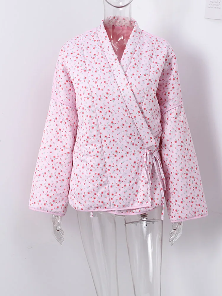 Reversible Jacket Retro Print Color Block Coat Woman Lapel Collar Top Striped Patch Pocket Outerwear Winter Autumn Clothes