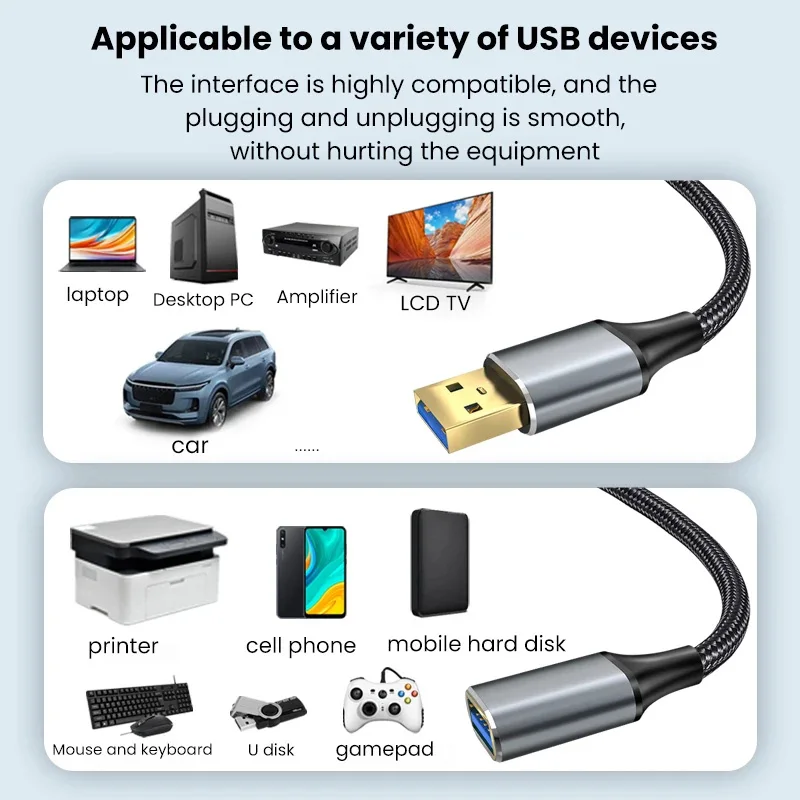 USB 3.0 Extension Cable 5Gbps USB3.0 A to A Male to Female Data Cord USB Extender Cord for PC TV Xbox One U Disk SSD Printer