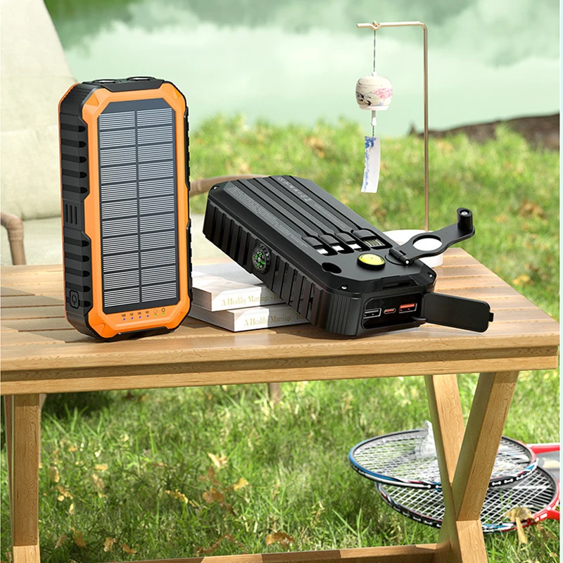 

Waterproof Outdoor Solar Power Bank 20000mAh Portable Travel Solar Mobile Phone Charger Hand Crank Solar Powerbanks For Camping