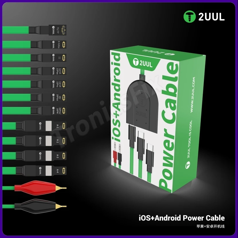 

2UUL PW02 Power Boot Cable Data Startup Multi 3 Type-C Interface Efficient Detection for iPhone 6-16PM Android Repair Test tools