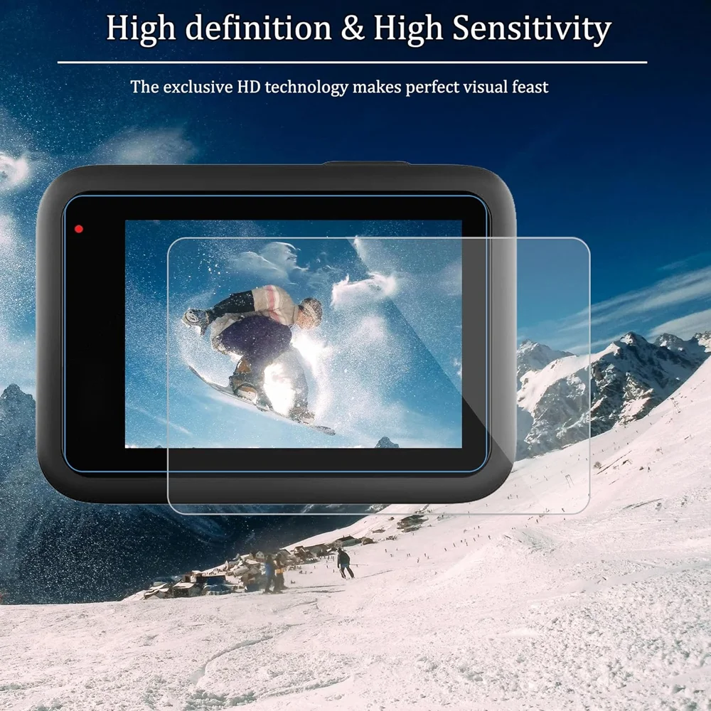 For GoPro Hero 13 Screen Protector 9H Ultra Clear Tempered Glass Silicone Lens Protective Cover for GoPro Hero 13 Action Camera