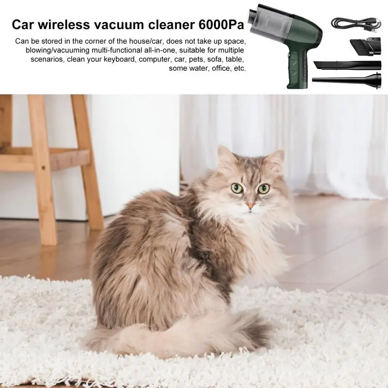 Rechargeable Car Vacuum Hand Vacuum Cordless 6000Pa Mini Portable Vacuum Cleaner Includes Dust Brush And Charging Cable