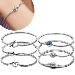 sterling silver 925 Women's Bracelet Glory Icon Snake Bone Chain Charm Beads DIY Fine Jewelry Gift