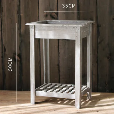 Retro wood multi-functional flower stand, flower table decoration combination, multi-layer storage rack, garden balcony