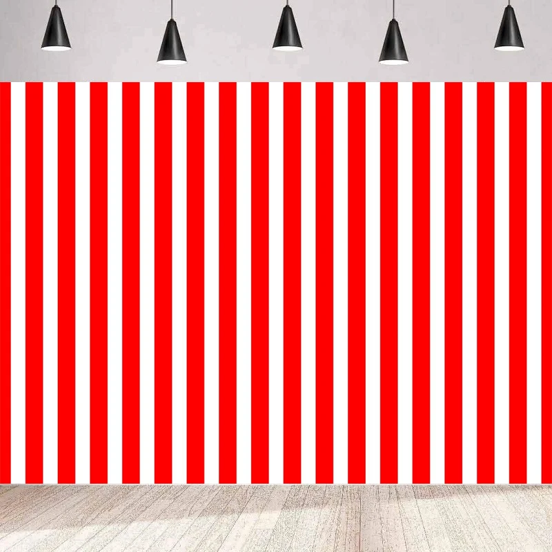 

Photography Backdrop Theater Big Top Circus Supplies Red and White Striped Background Party Backdrop Wall Banner Poster