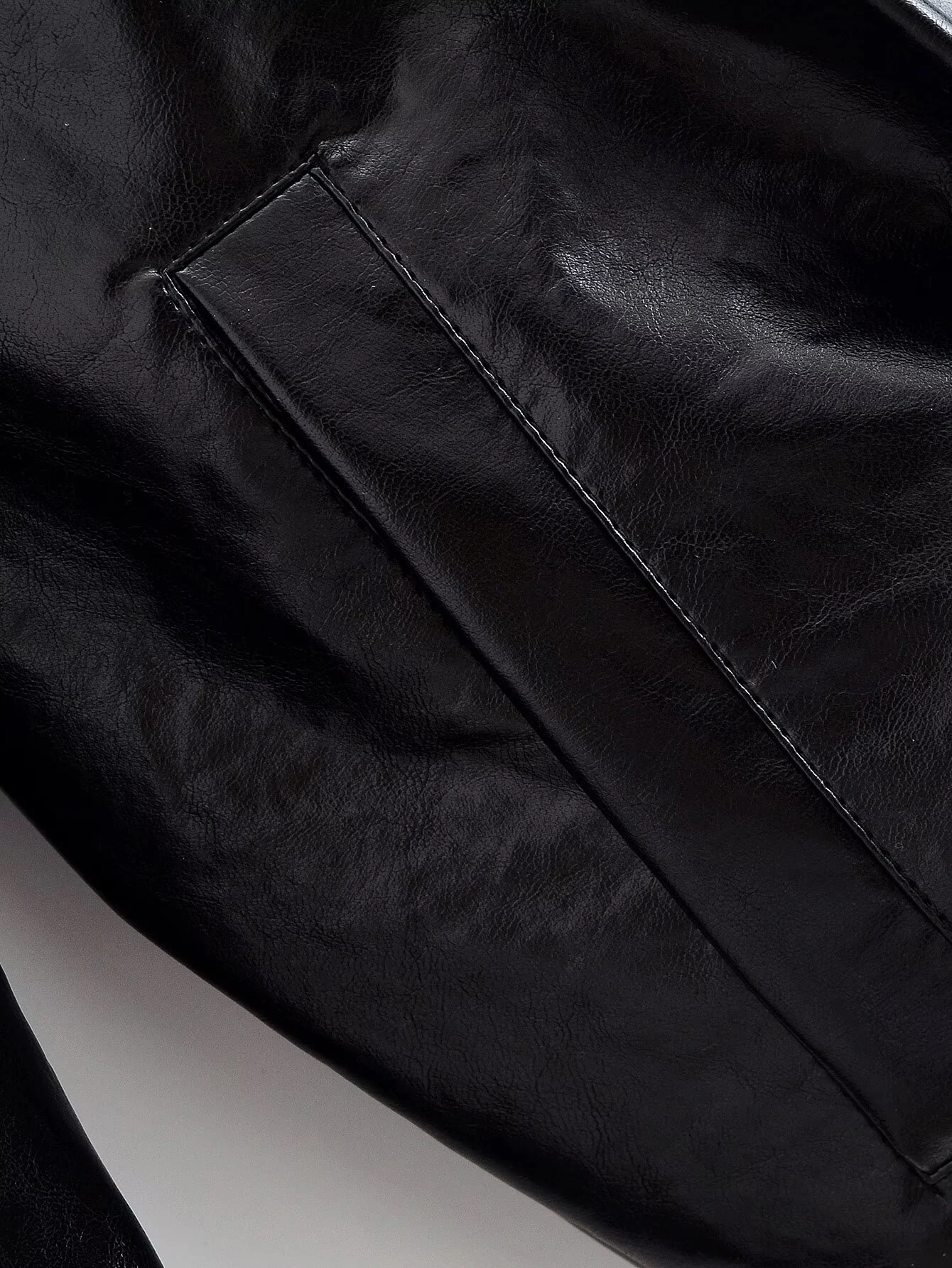 ZERAINS Autunno Nuovo Prodotto Abbigliamento da Donna Giacca da Pilota in Pelle a Vento Neutro Nera con Collo Alto Americano