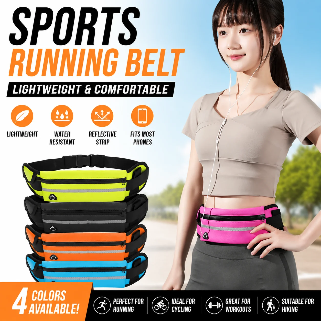 Sports waist bag, breathable and close fitting, outdoor mountaineering storage bag, fitness anti-theft mobile phone waist bag