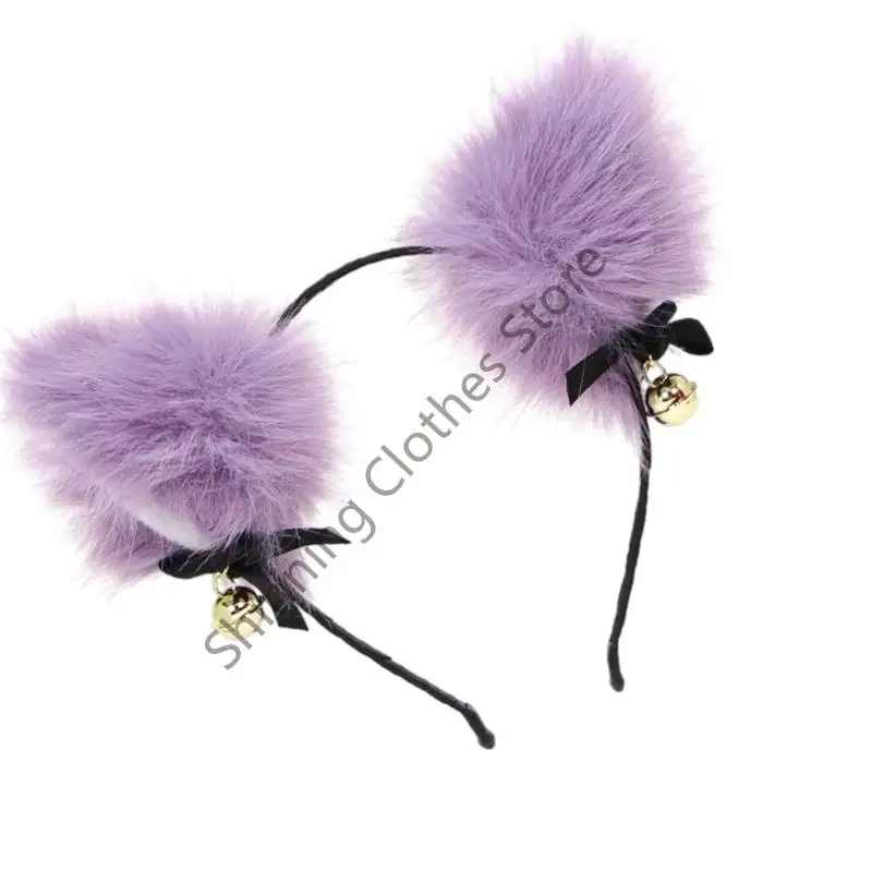 M68A Praktische Pluche Kattenoren Haarband Comfortabel Dagelijks Accessoire Voor Anime Liefhebbers Rollenspel Kostuum Haarstukje