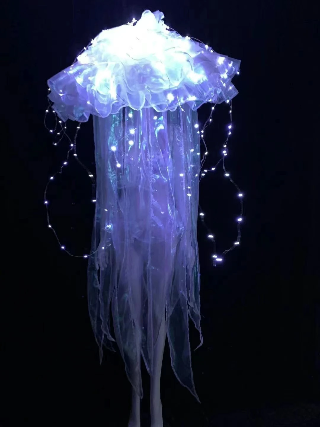 LED jellyfish umbrella luminous umbrella headwear stage performance Valentine\'s day jellyfish nightclub bar gogo costumes