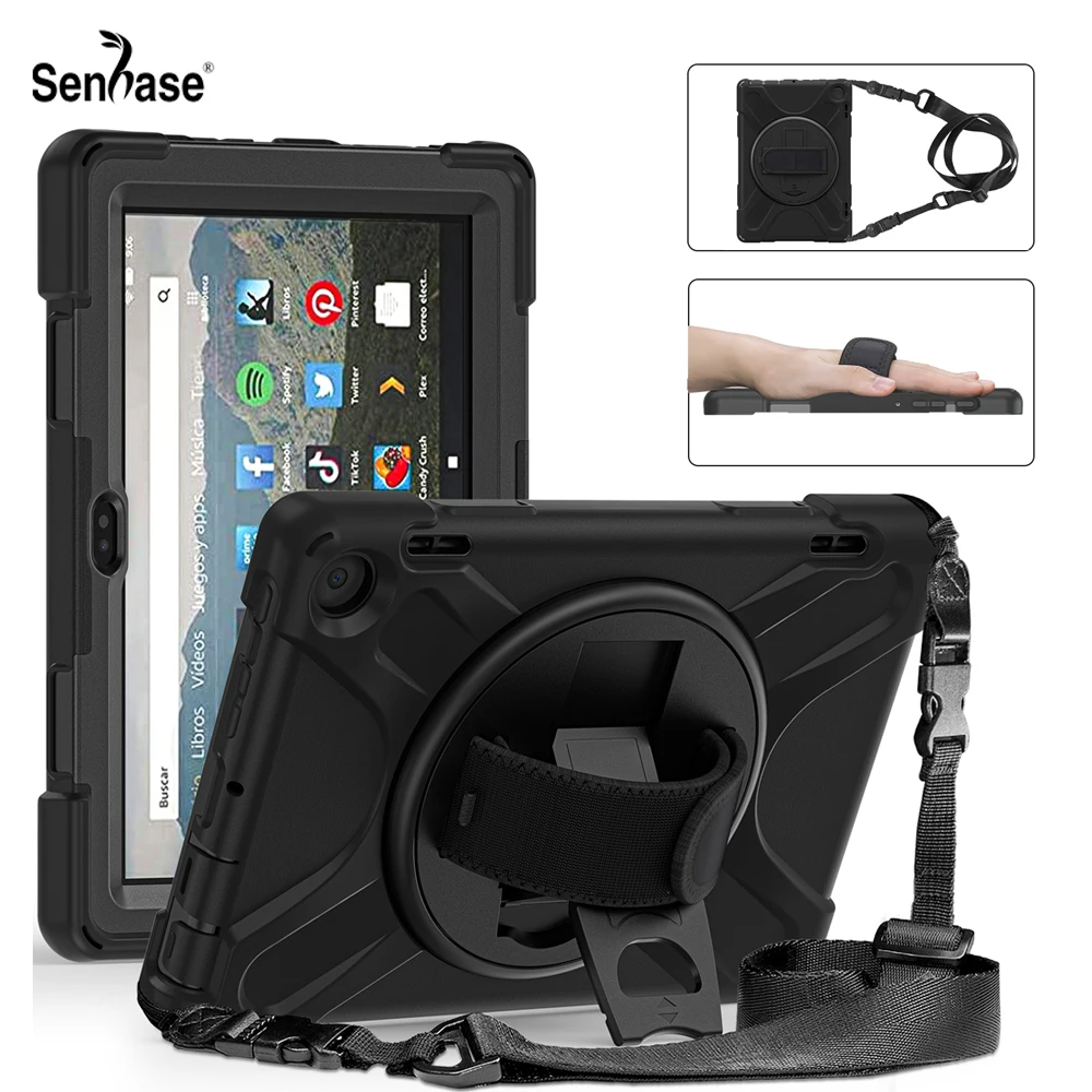 

Shockproof Kids Safe PC + Silicon Stand Shoulder Strap Tablet Cover For Amazon Fire HD 8 HD8 Plus 12th Gen 8.0 inch 2022 Case