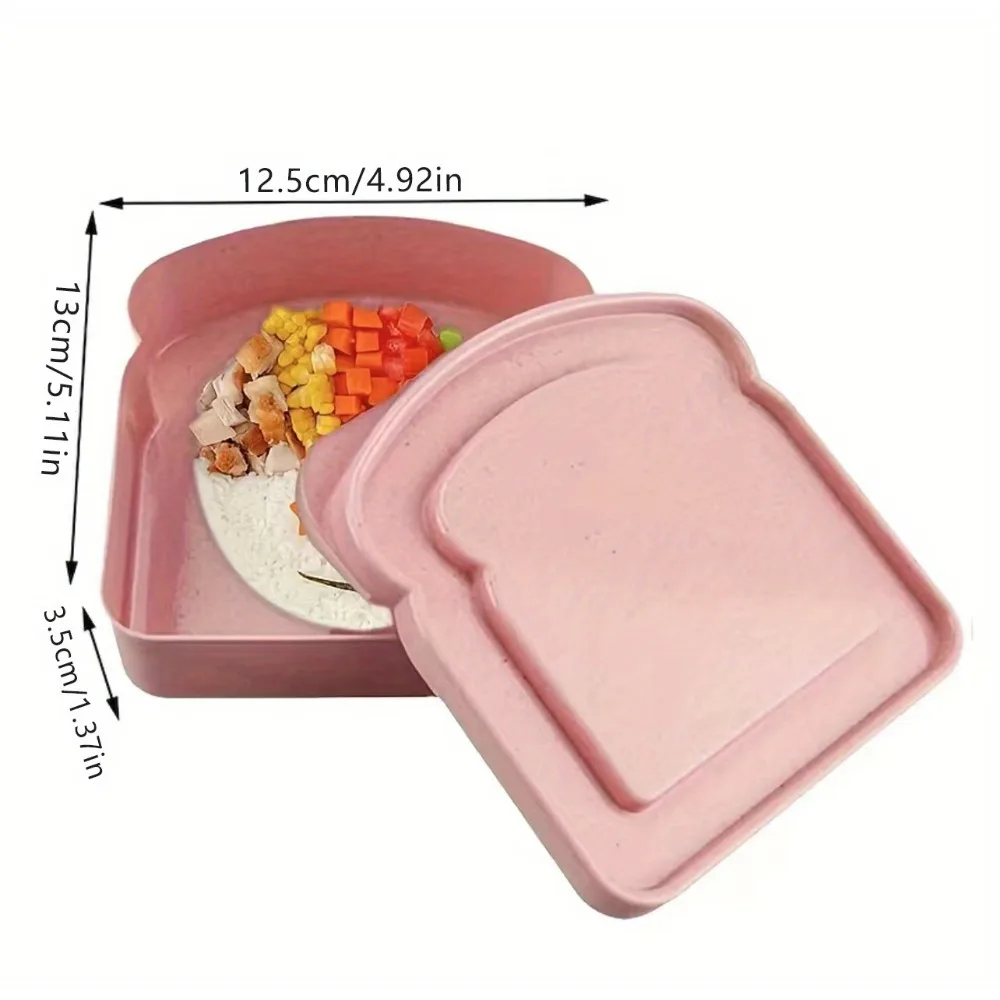 Large Capacity Toast Shaped Food Storage Box, Portable Sandwich Bento Container Reusable Fresh Keeper for Office School